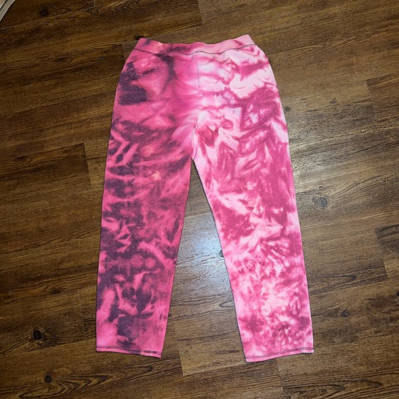 Time and Tru Purple & Pink Split Tie-Dye Wide Leg Cozy Sweatpants Size L - Picture 4 of 10
